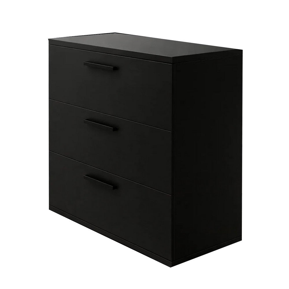 Moru Modular Oversize Dresser Chest | 3 Deep Drawers | Modern Black Wood