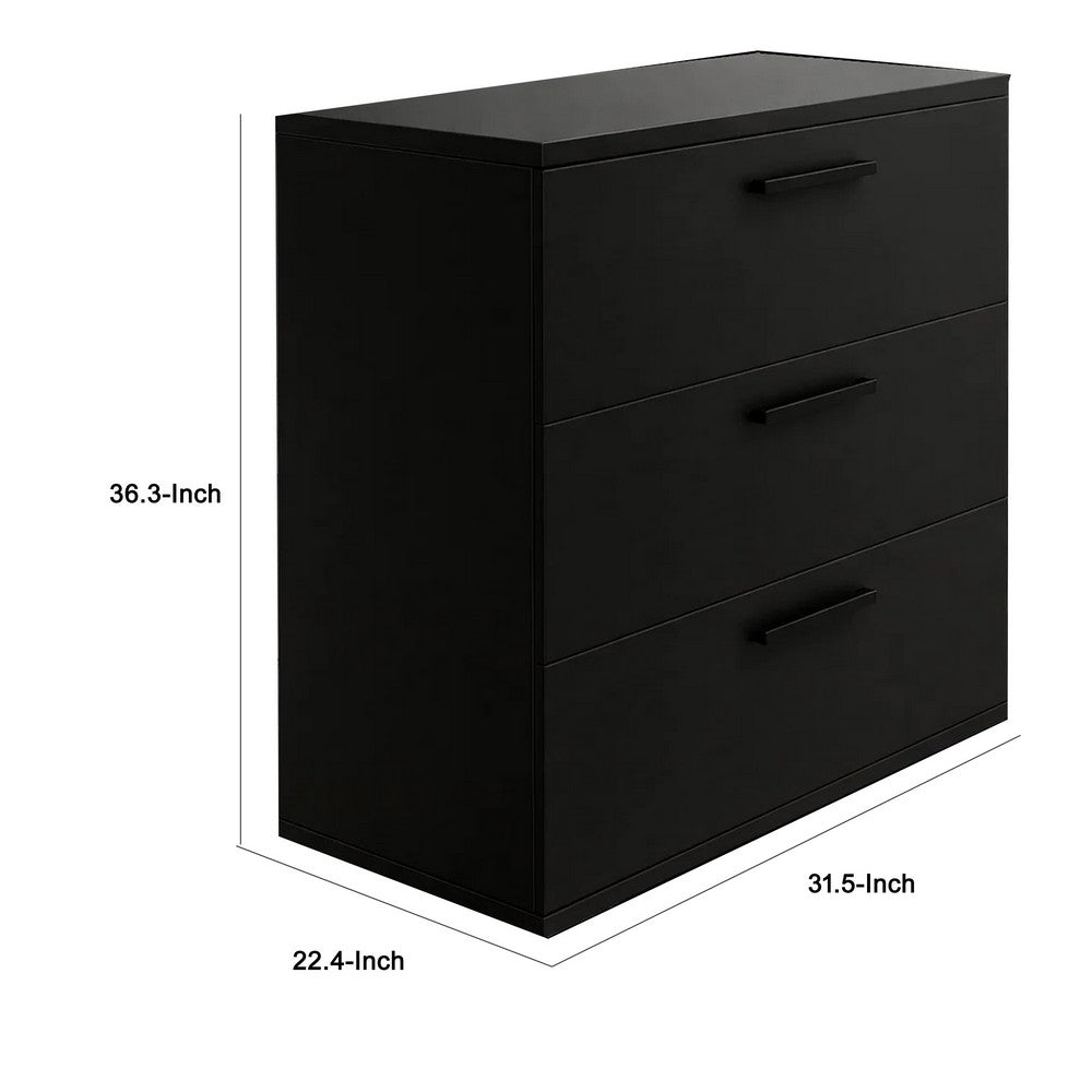 Moru Modular Oversize Dresser Chest | 3 Deep Drawers | Modern Black Wood