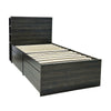 Roby Twin Bed | 4 Storage Drawers Adjustable Headboard Shelves | Dark Gray