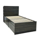 Roby Twin Bed | 4 Storage Drawers Adjustable Headboard Shelves | Dark Gray
