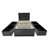 Roby Twin Bed | 4 Storage Drawers Adjustable Headboard Shelves | Dark Gray