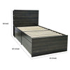 Roby Twin Bed | 4 Storage Drawers Adjustable Headboard Shelves | Dark Gray