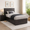 Roby Twin Bed | 4 Storage Drawers Adjustable Headboard Shelves | Dark Gray