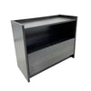 Roby Nightstand | Raised Border Top | Storage Shelf & Drawer | Dark Gray