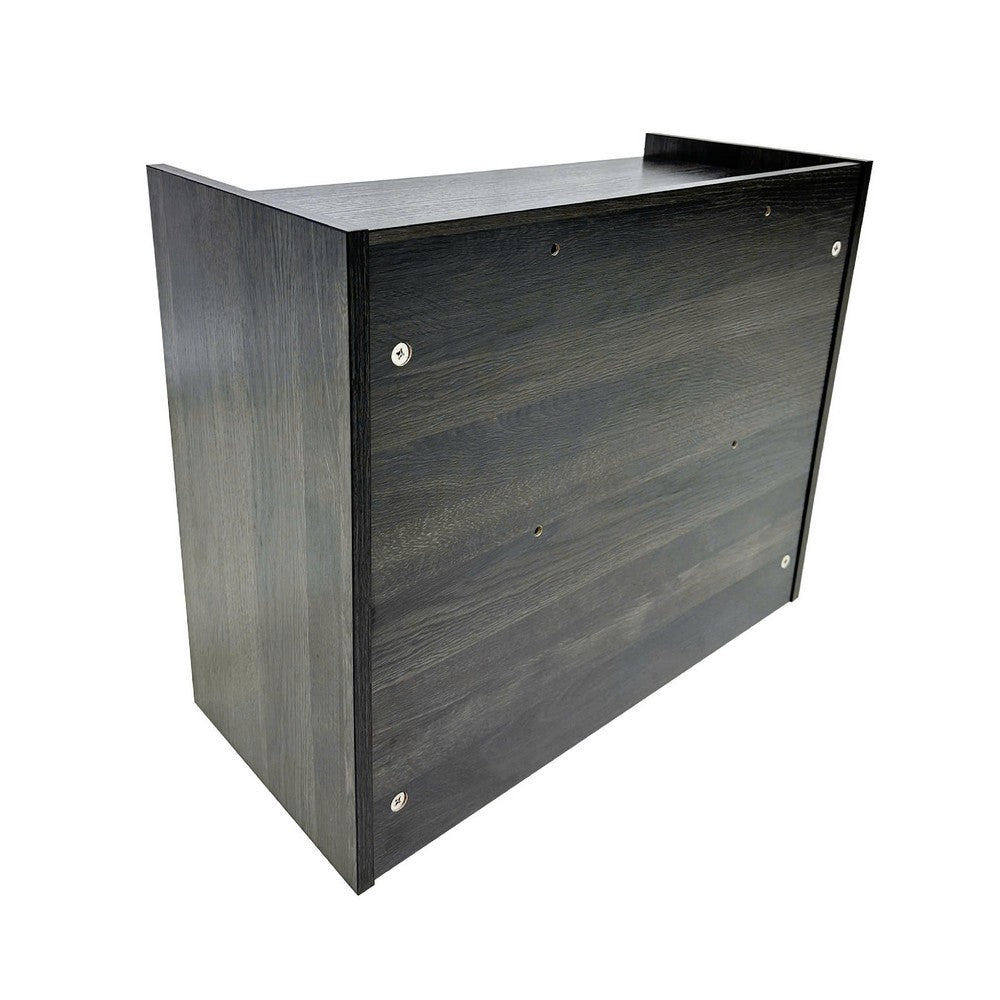 Roby Nightstand | Raised Border Top | Storage Shelf & Drawer | Dark Gray