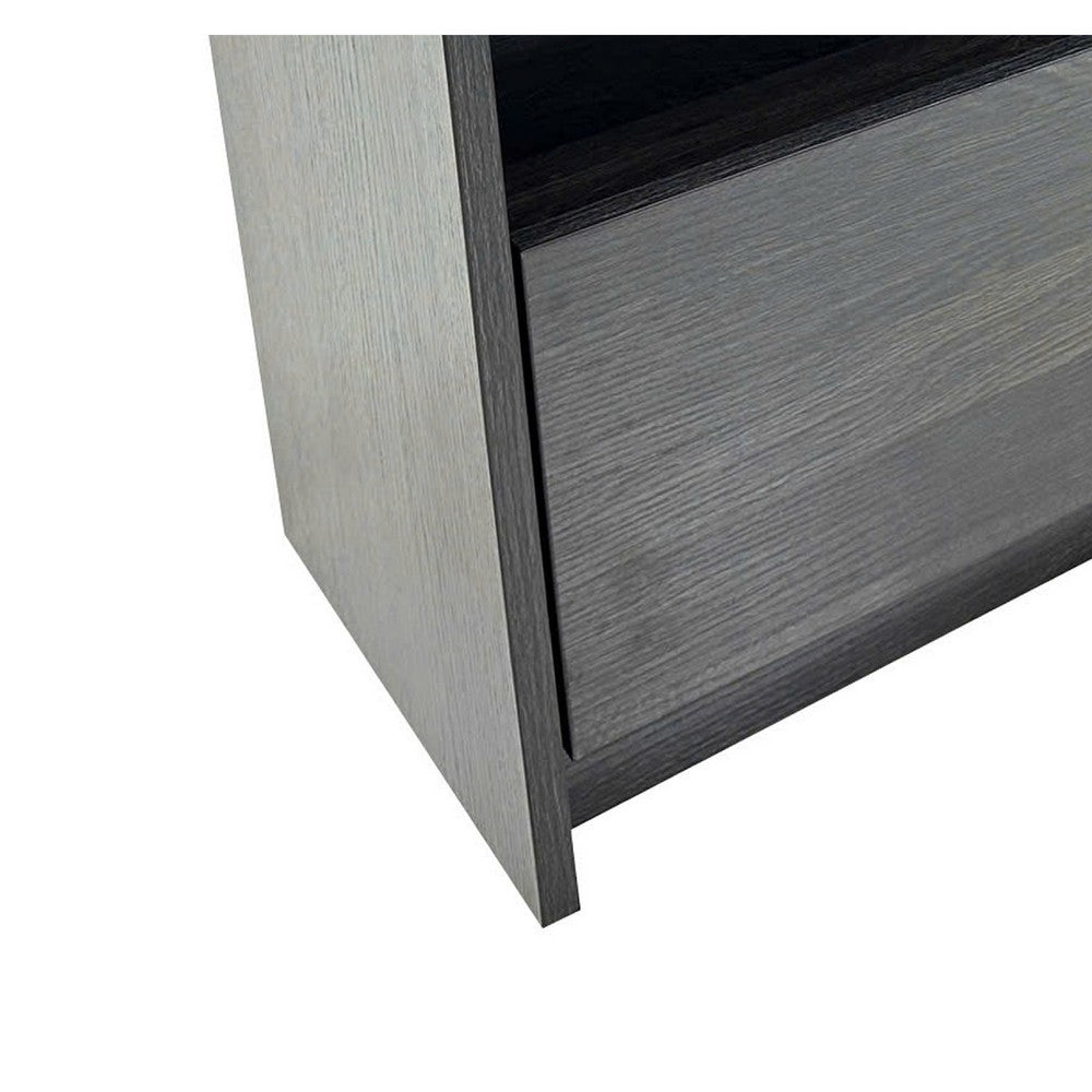 Roby Nightstand | Raised Border Top | Storage Shelf & Drawer | Dark Gray