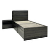 Roby 2pc Twin Bed & Nightstand Set | 5 Drawers | Shelves | Dark Gray