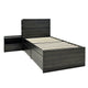Roby 2pc Twin Bed & Nightstand Set | 5 Drawers | Shelves | Dark Gray