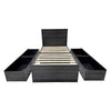 Roby 2pc Twin Bed & Nightstand Set | 5 Drawers | Shelves | Dark Gray
