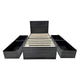 Roby 2pc Twin Bed & Nightstand Set | 5 Drawers | Shelves | Dark Gray