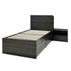 Roby 2pc Twin Bed & Nightstand Set | 5 Drawers | Shelves | Dark Gray