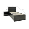 Roby 2pc Twin Bed & Nightstand Set | 5 Drawers | Shelves | Dark Gray