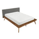 Hena Queen Size Bed | Dark Gray Upholstered Headboard | Chestnut Brown