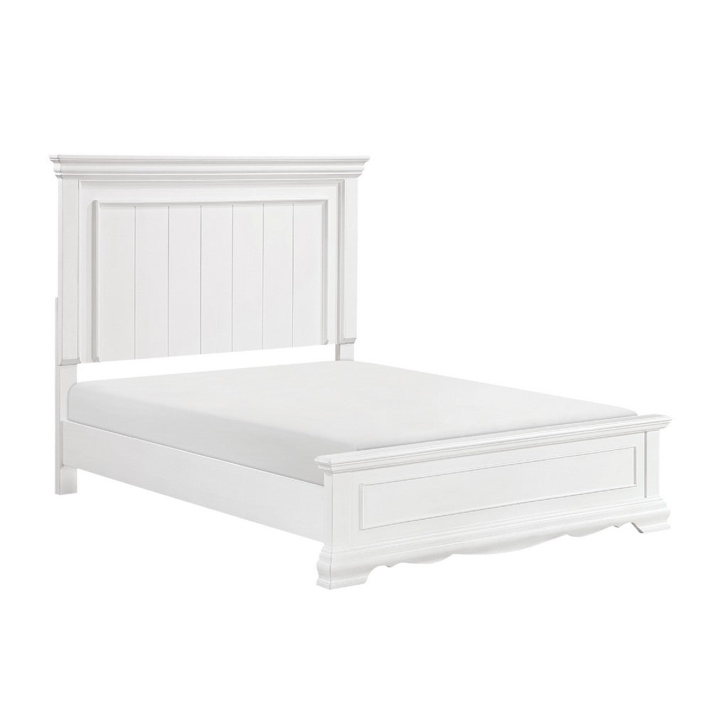 Jena Queen Size Bed | Paneled Frame Moldings | New Age Farmhouse White