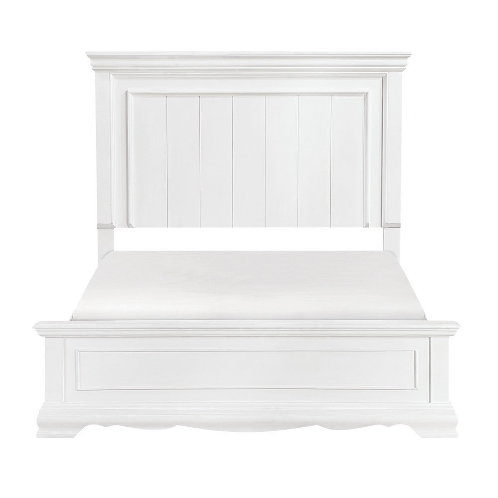 Jena Queen Size Bed | Paneled Frame Moldings | New Age Farmhouse White