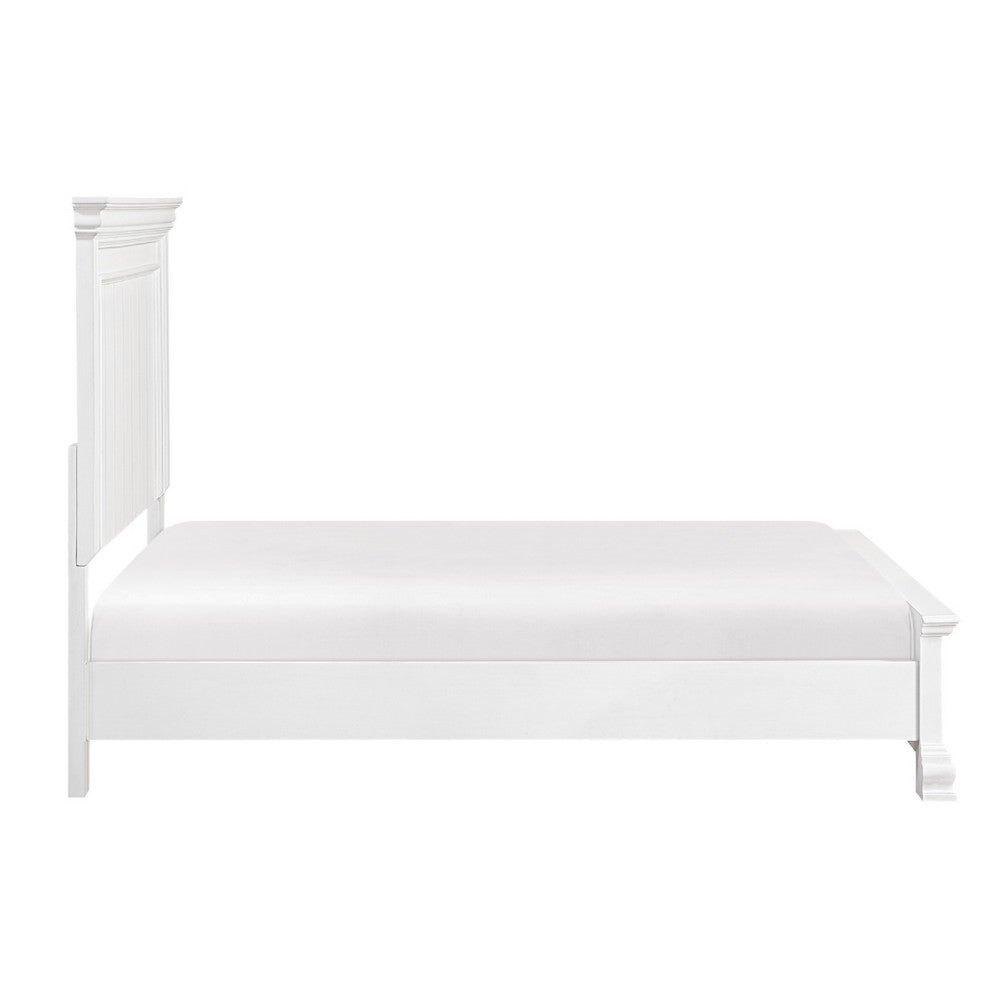 Jena Queen Size Bed | Paneled Frame Moldings | New Age Farmhouse White