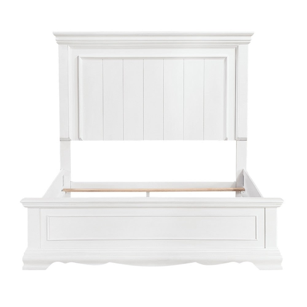 Jena Queen Size Bed | Paneled Frame Moldings | New Age Farmhouse White