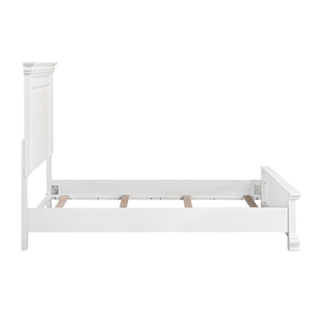 Jena Queen Size Bed | Paneled Frame Moldings | New Age Farmhouse White