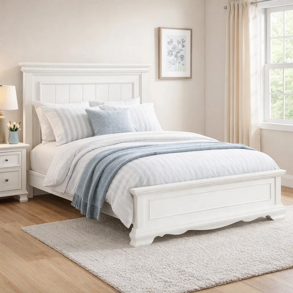 Jena Queen Size Bed | Paneled Frame Moldings | New Age Farmhouse White