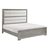 Ova Queen Size Bed | Wide Channel Tufted Upholstery | Gray Oak Veneer