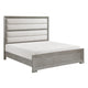 Ova Queen Size Bed | Wide Channel Tufted Upholstery | Gray Oak Veneer
