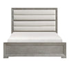 Ova Queen Size Bed | Wide Channel Tufted Upholstery | Gray Oak Veneer