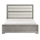 Ova Queen Size Bed | Wide Channel Tufted Upholstery | Gray Oak Veneer