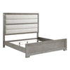 Ova Queen Size Bed | Wide Channel Tufted Upholstery | Gray Oak Veneer