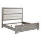 Ova Queen Size Bed | Wide Channel Tufted Upholstery | Gray Oak Veneer