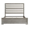 Ova Queen Size Bed | Wide Channel Tufted Upholstery | Gray Oak Veneer