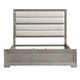 Ova Queen Size Bed | Wide Channel Tufted Upholstery | Gray Oak Veneer