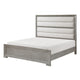 Ova Queen Size Bed | Wide Channel Tufted Upholstery | Gray Oak Veneer