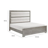 Ova Queen Size Bed | Wide Channel Tufted Upholstery | Gray Oak Veneer