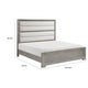 Ova Queen Size Bed | Wide Channel Tufted Upholstery | Gray Oak Veneer