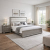Ova Queen Size Bed | Wide Channel Tufted Upholstery | Gray Oak Veneer