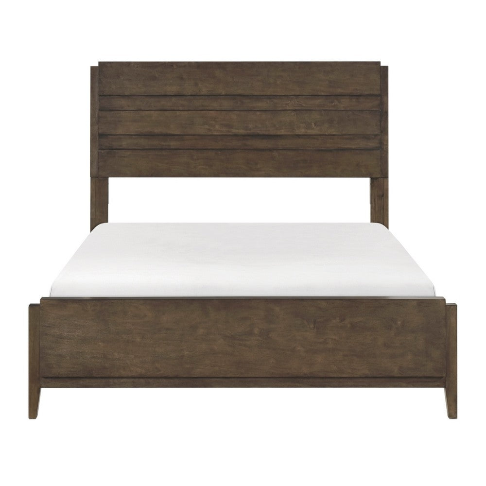 Eme Queen Size Bed | Slatted Headboard | Classic Dark Walnut Brown Frame