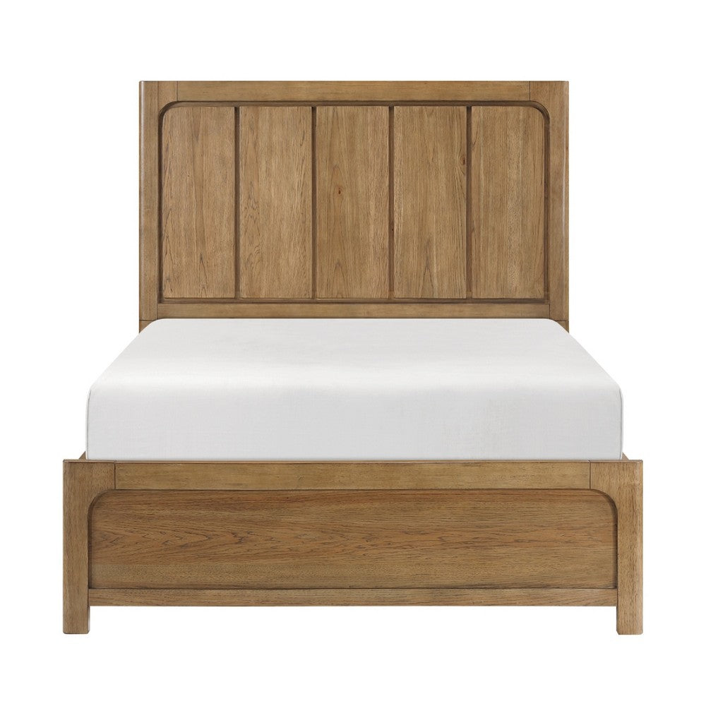 Cery Queen Size Storage Bed | 4 Side Drawers | Light Brown Hickory Veneer