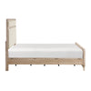 Wily Queen Size Bed | Cream Beige Chenille Upholstery | Natural Brown