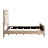 Wily Queen Size Bed | Cream Beige Chenille Upholstery | Natural Brown