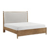 Seny Queen Size Bed | Removable Light Gray Cushion Headboard | Brown