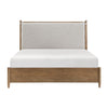 Seny Queen Size Bed | Removable Light Gray Cushion Headboard | Brown