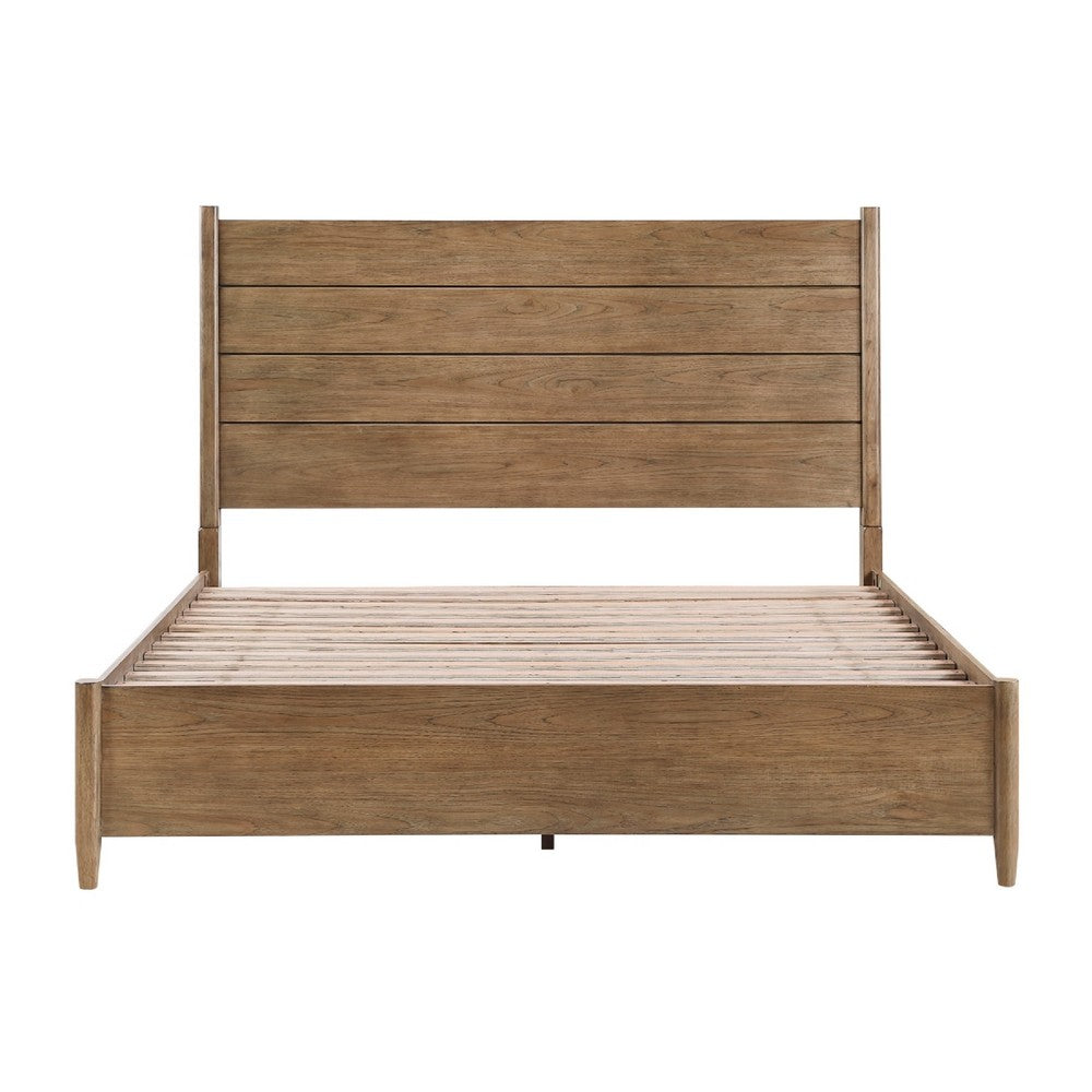Seny Queen Size Bed | Removable Light Gray Cushion Headboard | Brown