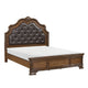 Brix Queen Size Sleigh Bed | Classic Faux Leather Tufted | Dark Brown