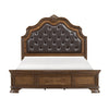 Brix Queen Size Sleigh Bed | Classic Faux Leather Tufted | Dark Brown