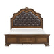 Brix Queen Size Sleigh Bed | Classic Faux Leather Tufted | Dark Brown