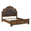 Brix Queen Size Sleigh Bed | Classic Faux Leather Tufted | Dark Brown