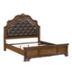 Brix Queen Size Sleigh Bed | Classic Faux Leather Tufted | Dark Brown