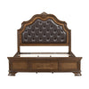 Brix Queen Size Sleigh Bed | Classic Faux Leather Tufted | Dark Brown