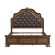 Brix Queen Size Sleigh Bed | Classic Faux Leather Tufted | Dark Brown