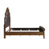 Brix Queen Size Sleigh Bed | Classic Faux Leather Tufted | Dark Brown